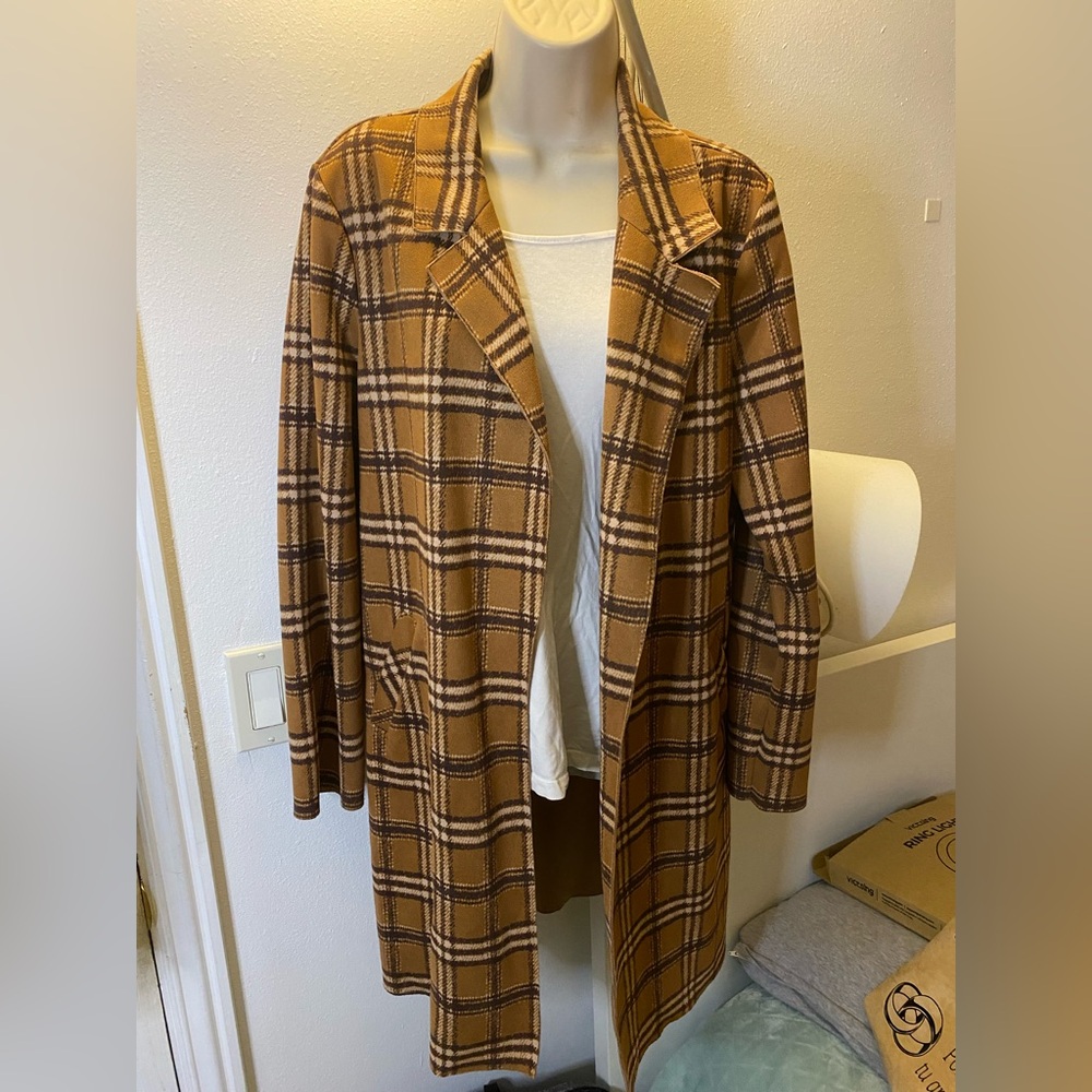 Plaid Tan Women's Coat